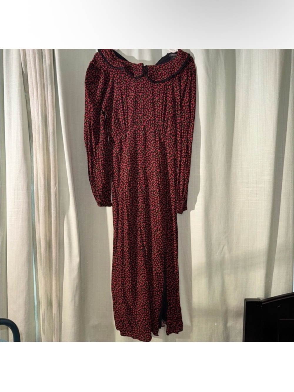 Ever New Burgundy Floral Maxi Dress with Black Peter Pan Collar - Picture 3 of 11